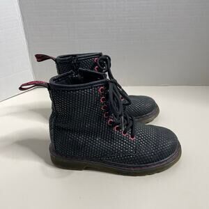 Dr Martens Delaney Black Leather 8-Eye Side Zip Boots Girls Size US 11
